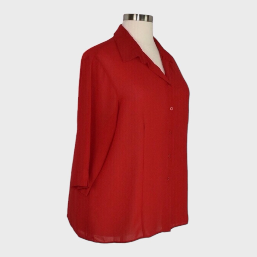 Avenue Red Button Front Blouse - image 2